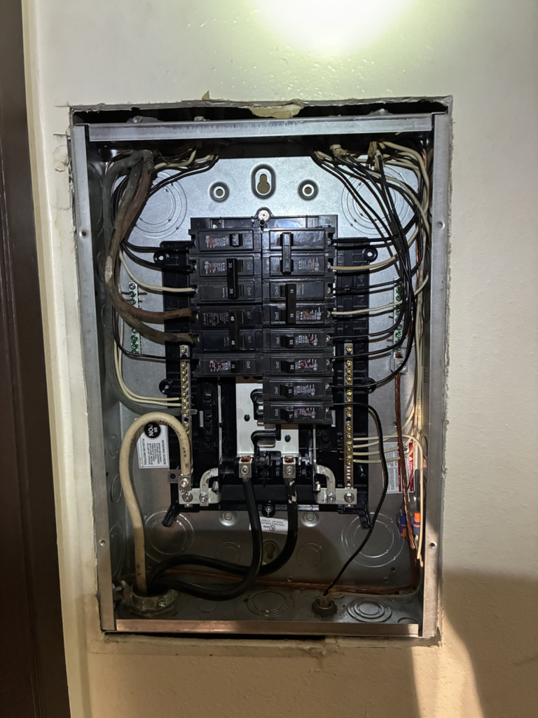 New electrical panel professionally installed for safe, reliable power