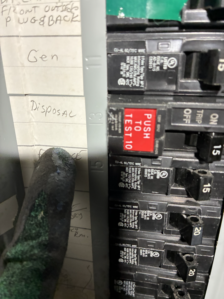 Testing circuit breaker and protection with push-to-test button